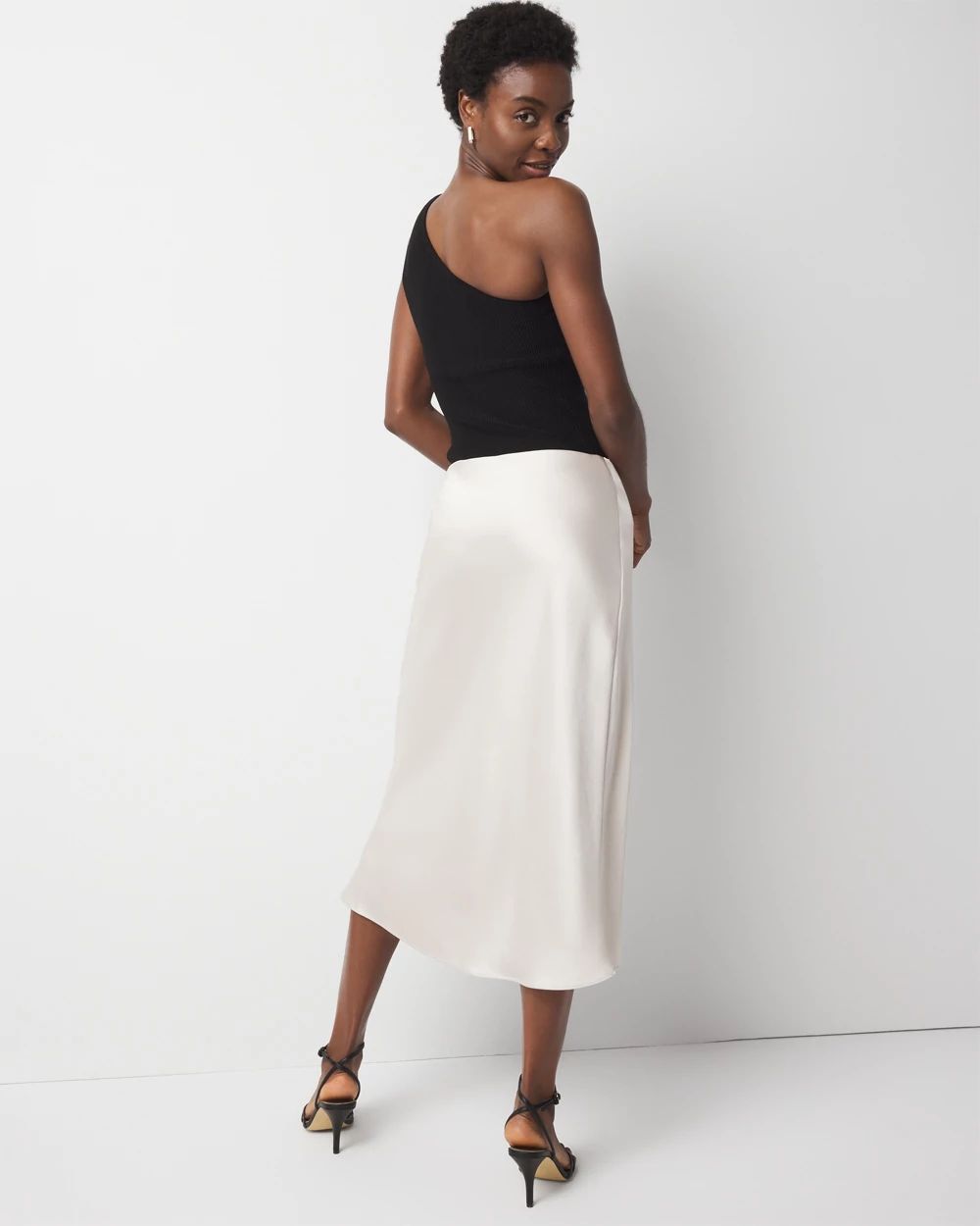 〈 PLAGE 〉Satin Bias Skirt 38 Contrast-Waistband Satin Bias Skirt in Dresses & Skirts | Vince
